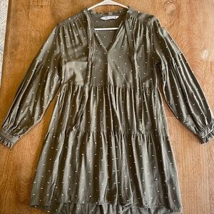 Zara Khaki Dress with White Accents